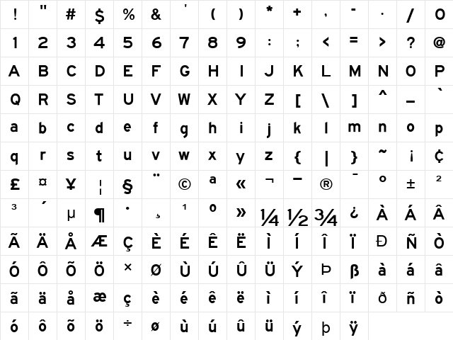 Roadgeek 2005 Series E Regular  glyph index