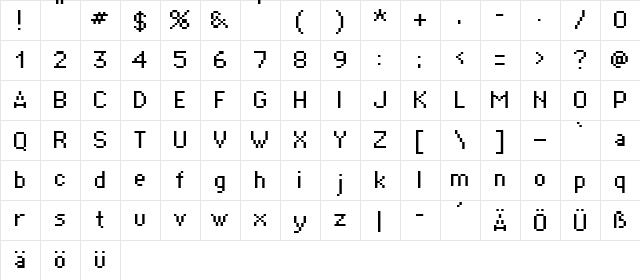 supertext Regular  glyph index