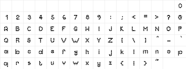 Painted Letters Regular  glyph index