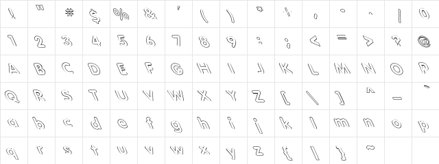 Tubular Hollow Extreme Lefti Regular  glyph index