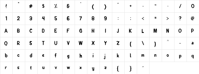 Mendung Regular  glyph index