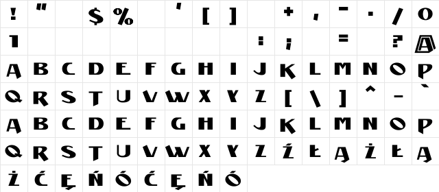 Manifest Niski Regular  glyph index
