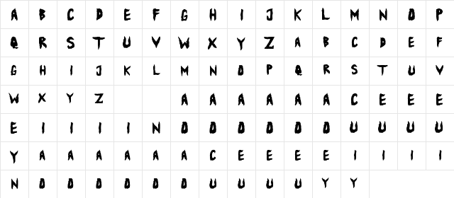 Ballowien Regular  glyph index