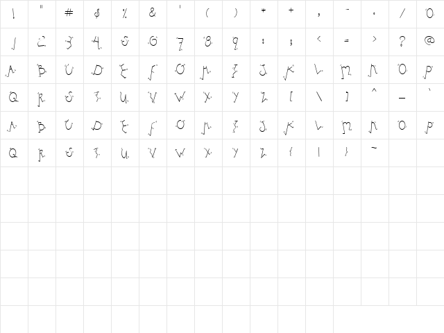 LD Dancing Letters Regular  glyph index