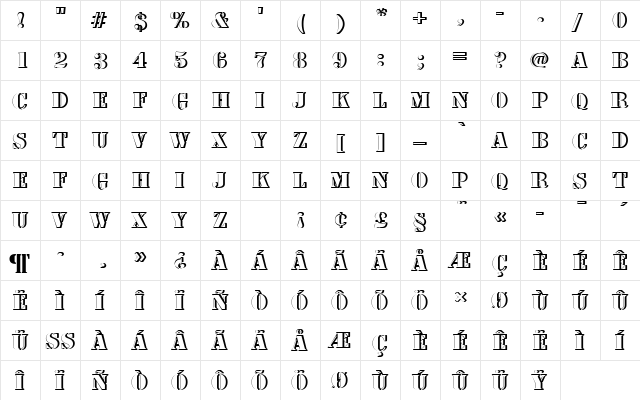 StencilDRe1 Regular  glyph index