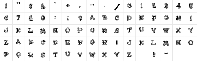 HeeHaw Regular  glyph index