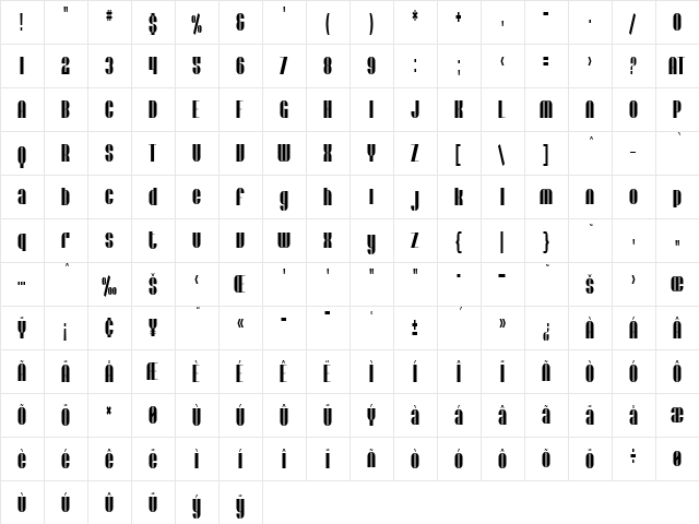 SF Baroquesque Extended Regular  glyph index