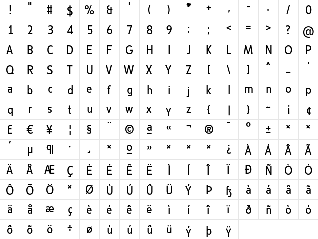 CstBerlinWest RegularTf  glyph index