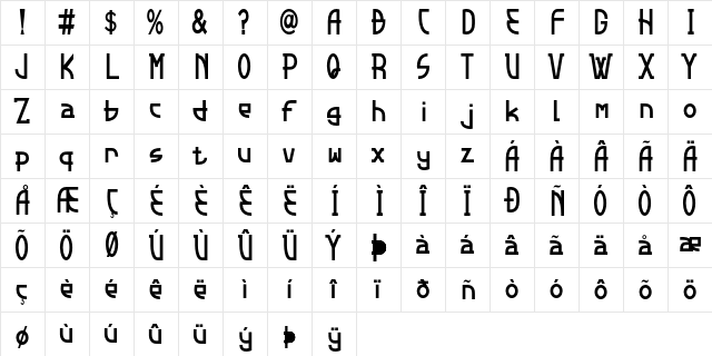 Malkana Regular  glyph index