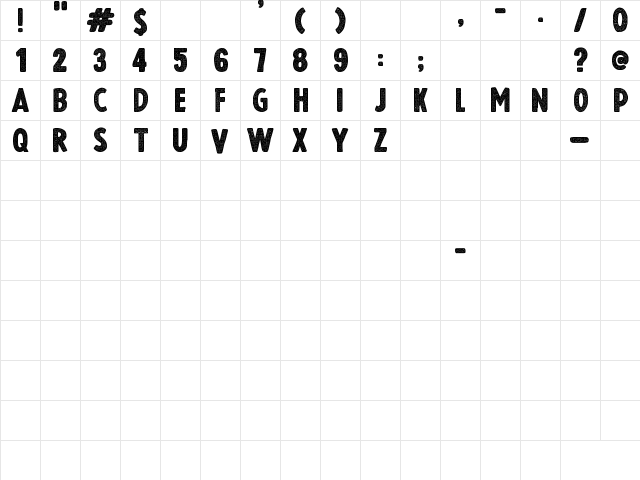 Vintage Display Regular  glyph index