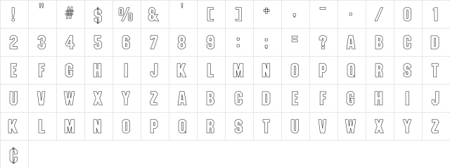 MachiavelliBld Hollow Regular  glyph index