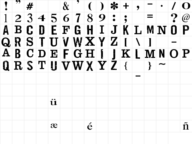 jailbIrD JenNA Regular  glyph index
