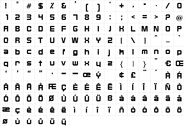 Gondorf Regular  glyph index