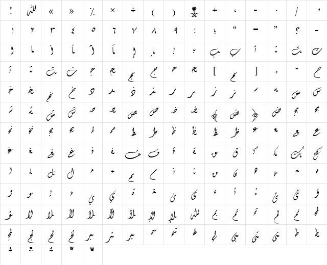 AYM Diwany 1 S_U normal.1 rmal.  glyph index