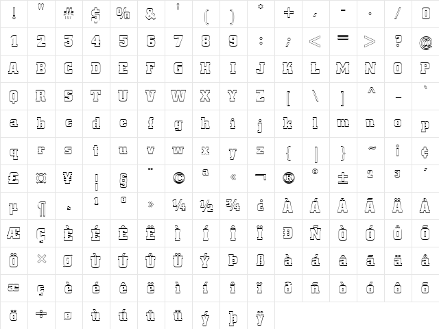 FZ BASIC 53 HOLLOW Normal  glyph index