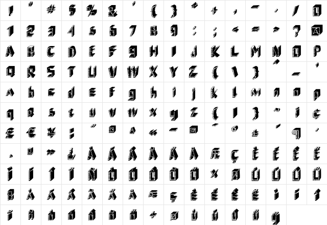 ShoeRepairs Regular  glyph index