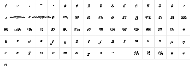 Hannelore Outline  glyph index