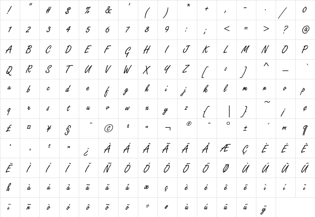 FreestyleScriptEF RegAlt  glyph index