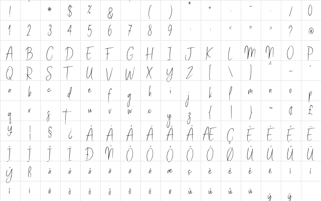 Stay Classy SLDT Regular  glyph index