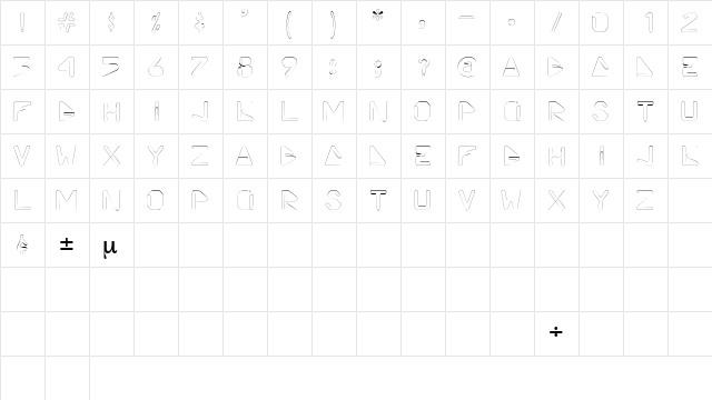VicePrezDisplayCapsSSi Regular  glyph index