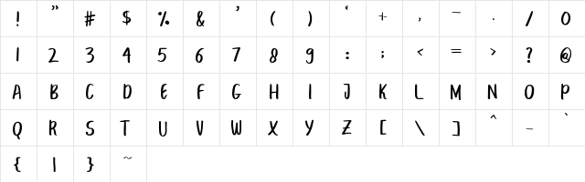 BREAK BEACH Regular  glyph index