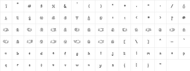 LD Ghosts Regular  glyph index