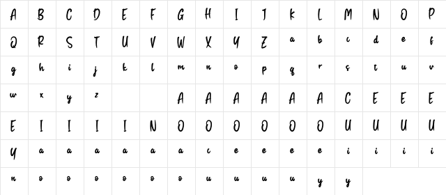 Ranting Personal Use  glyph index