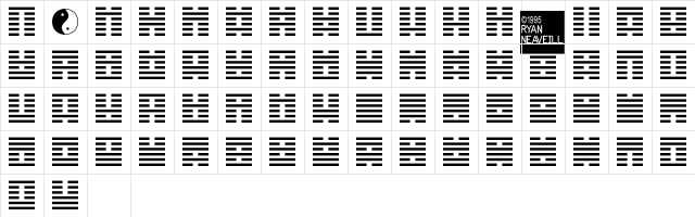 I Ching Regular  glyph index