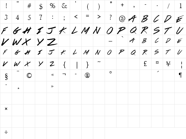 Colors Of Autumn Regular  glyph index