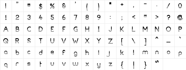 shaded metal Regular  glyph index