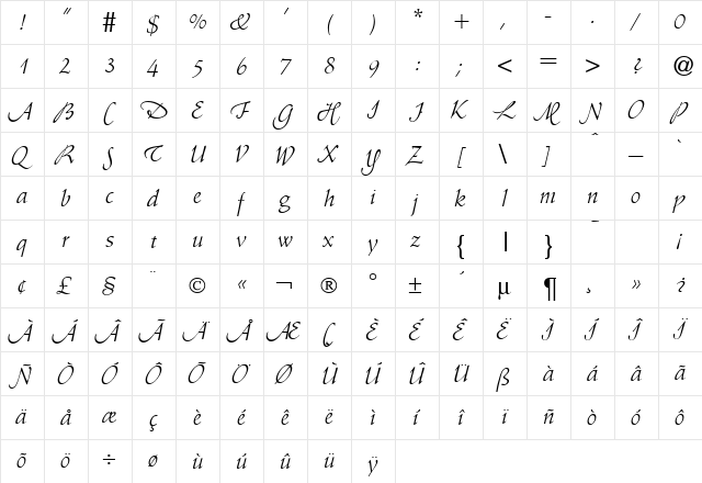 AmbienteDB Normal  glyph index