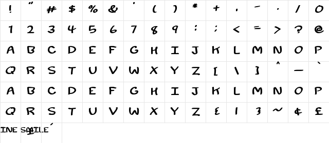 Sunshine Smile Regular  glyph index