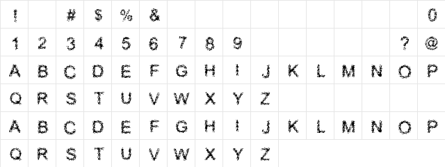 Broken Caps Regular  glyph index