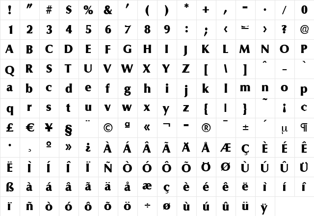 EricBecker-Heavy Regular  glyph index