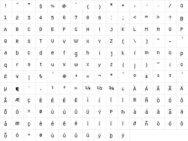 CPCompanyFlash Medium  glyph index
