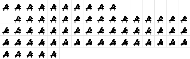 101! Baby Grand Regular  glyph index