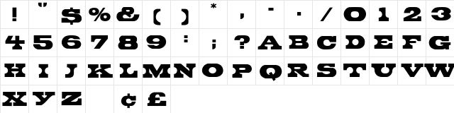 Bronte Display Caps SSi Regular  glyph index