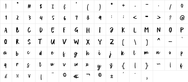 Exotic Queen Regular  glyph index