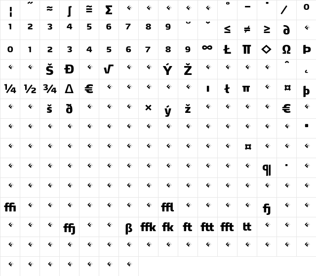 Max-BlackExpert Regular  glyph index