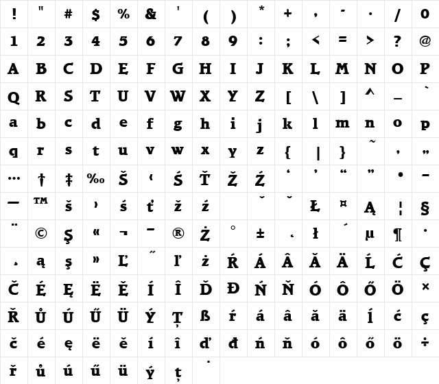 BramlTEEExtBol Regular  glyph index