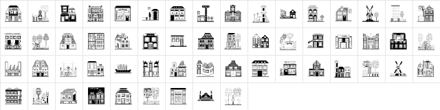 Houses Four Regular  glyph index