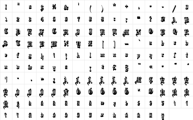 MariageDSh1 Regular  glyph index