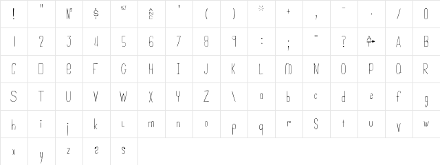 New Regular  glyph index