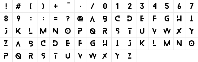 Blanka Regular  glyph index