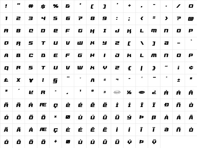 Livewired Semi-Italic Semi-Italic  glyph index