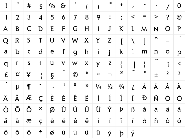 ElanEF Book  glyph index