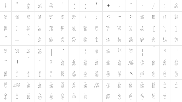 Bang Std Regular  glyph index