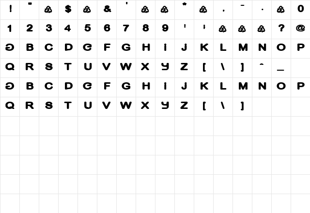 Sixteen Regular  glyph index