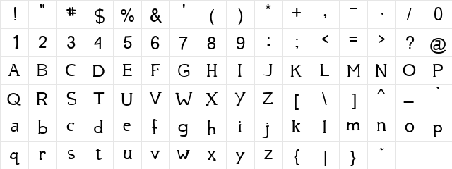 Shade Regular  glyph index