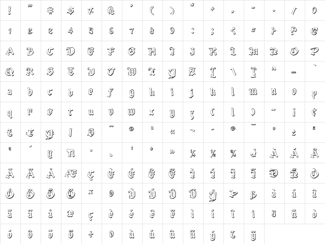 Uberh&#56946&#57189 Outline Outline  glyph index